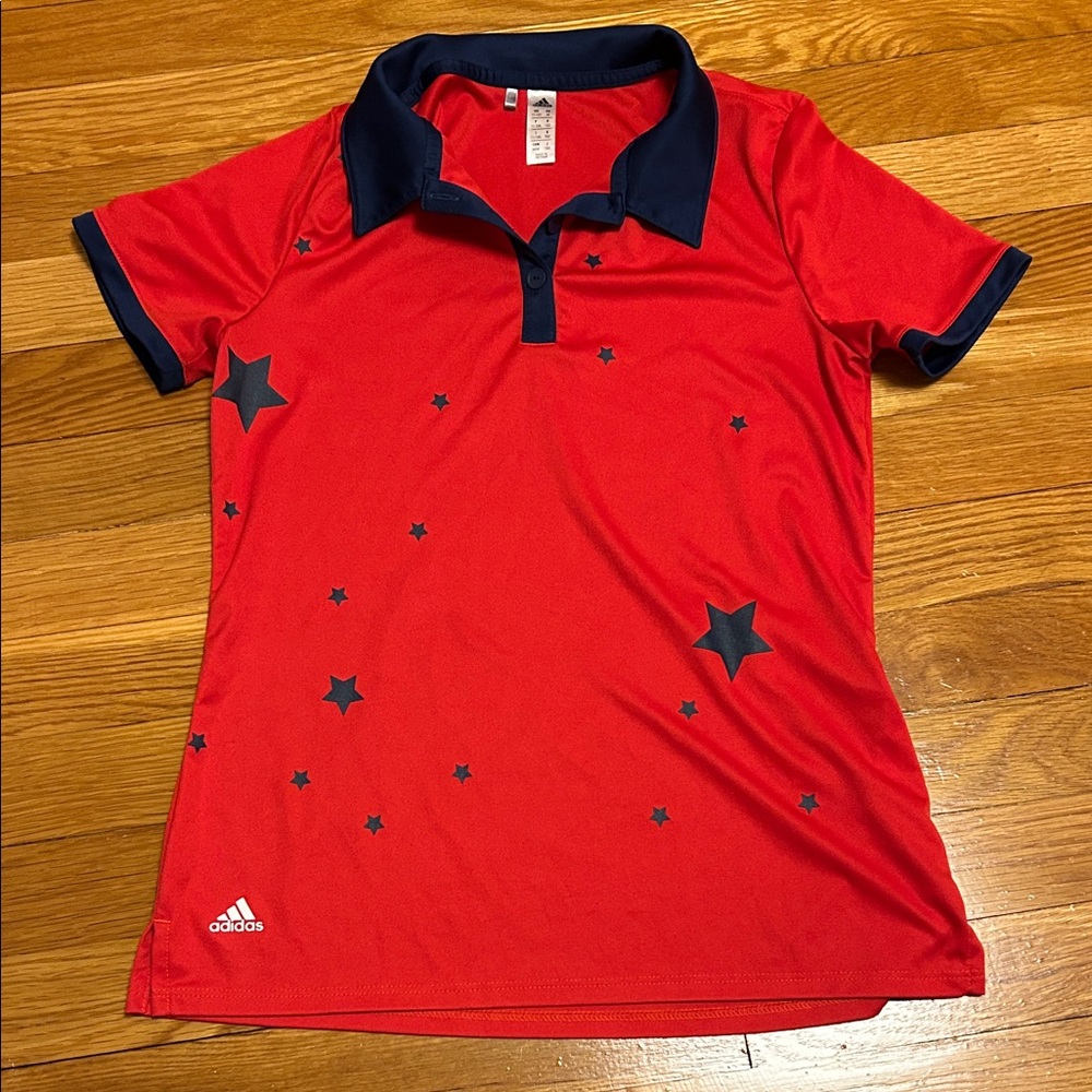 adidas Red Polo Shirt with Navy Star Accents